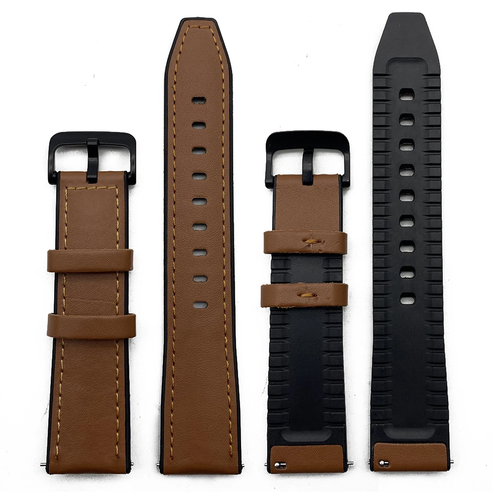 Leather Silicone Watch Band 20mm 22mm Bracelet Quick Release For Huawei Samsung Galaxy Amazfit Straps | Наручные часы