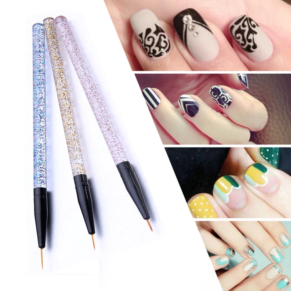 3 шт./компл. Нейл арт лайнер живопись ручка 3D советы Сделай Сам акриловые кисти для