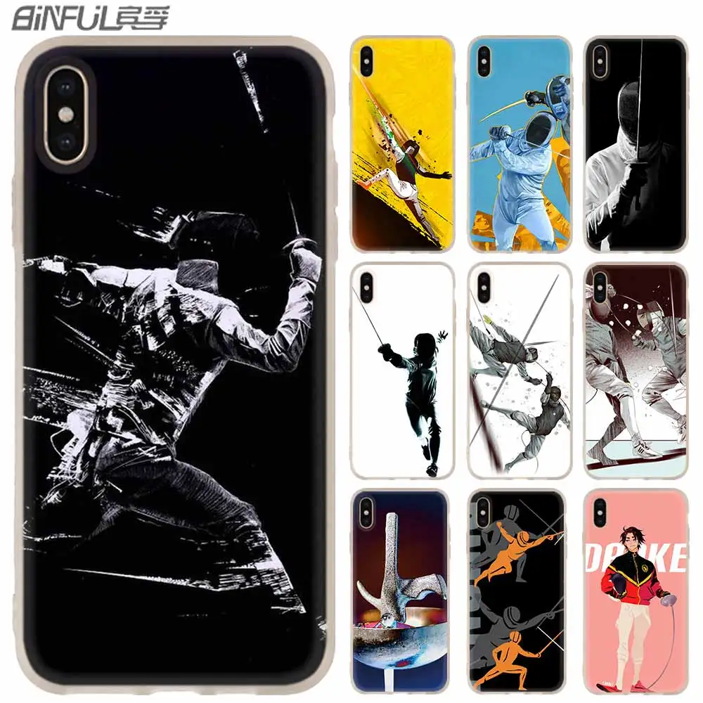 

Sport Fencing Silicone Soft Phone Coque Case For iPhone 13 12 11 Pro X XS Max XR 6 6S 7 8 Plus Mini SE 2020