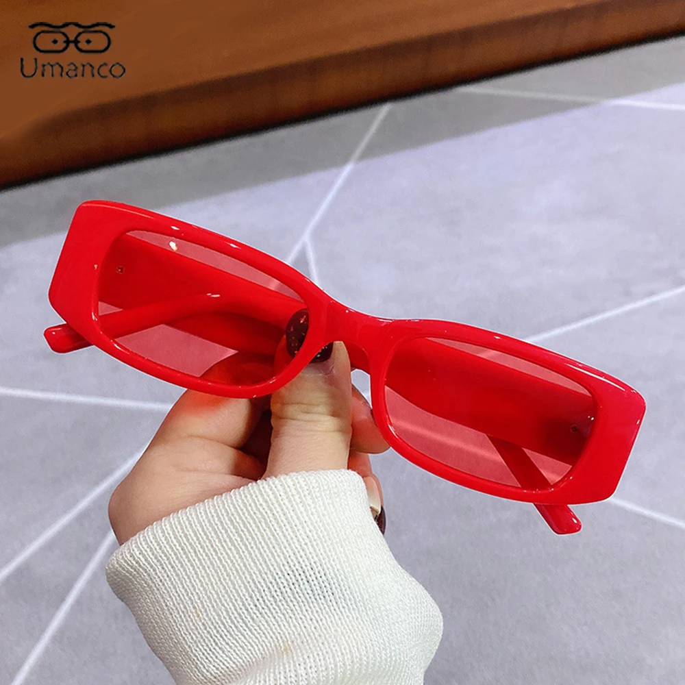 

Fashion Small Rectangle Sunglasses for Women Men White Black Red Leopard Print Color Male Female Eyeglasses Travel Beach Street