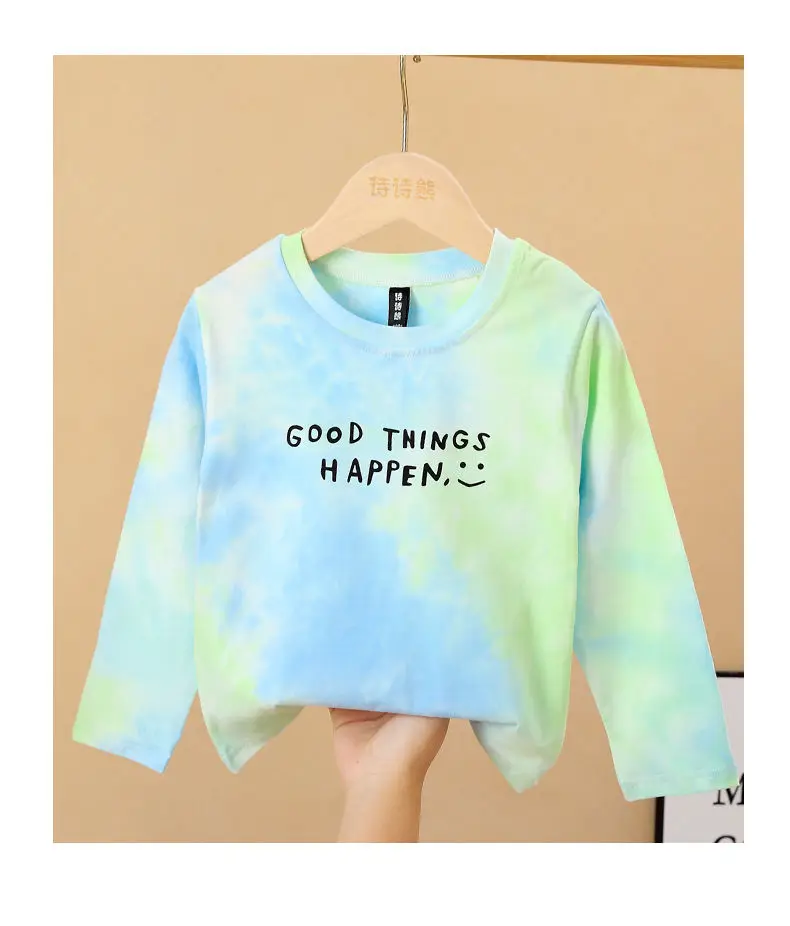 

VIDMID Girls T-shirt spring New Rainbow tie dyed children's T-shirt Korean children's Long Sleeve Top Girls t-shirts P5137