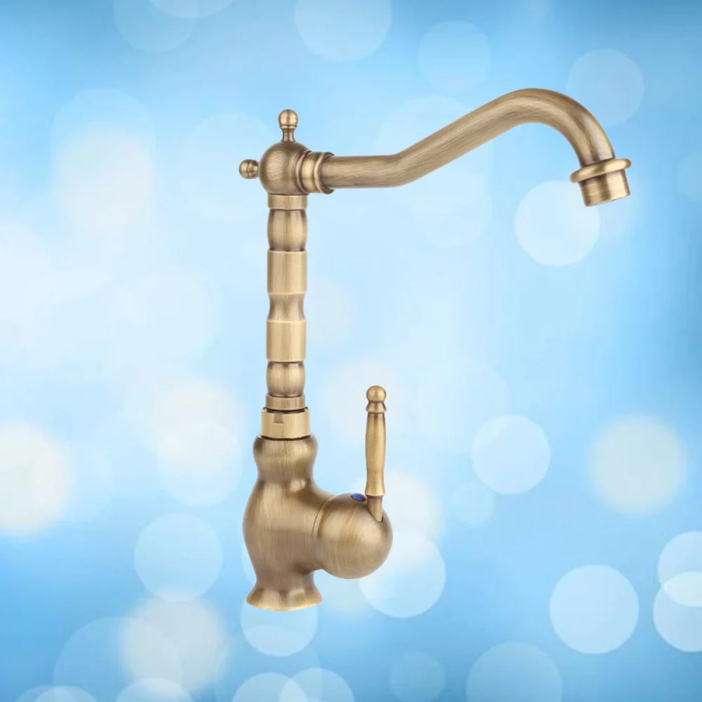 

Antique Bronze Brass Gold Hot And Cold Water Kitchen Sink Rotary Basin