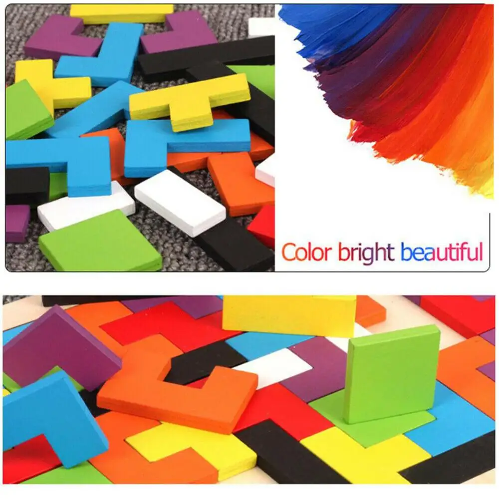 Деревянный конструктор пазл Tetris Детская обучающая игрушка для раннего развития