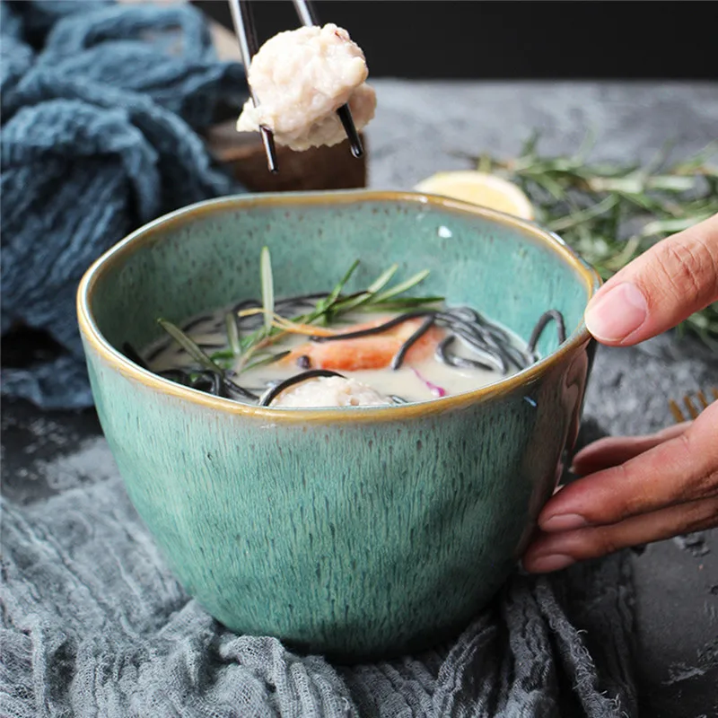 

Ice Cream Bowls Fruit Bowls Ceramic Pasta Bowls Deep Bowls Blue Ramen Bowl Pasta Cooker and Pasta Serving Bowl for Noodle