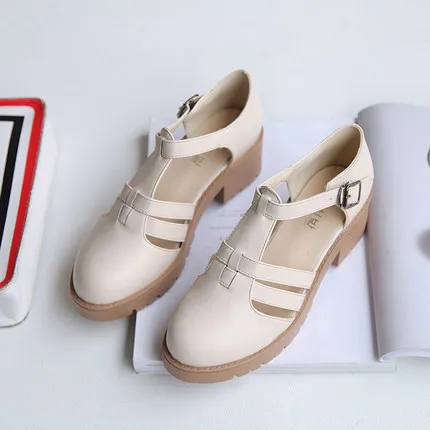 Тонкие туфли на толстой подошве сезон весна лето Женская обувь в римском стиле с