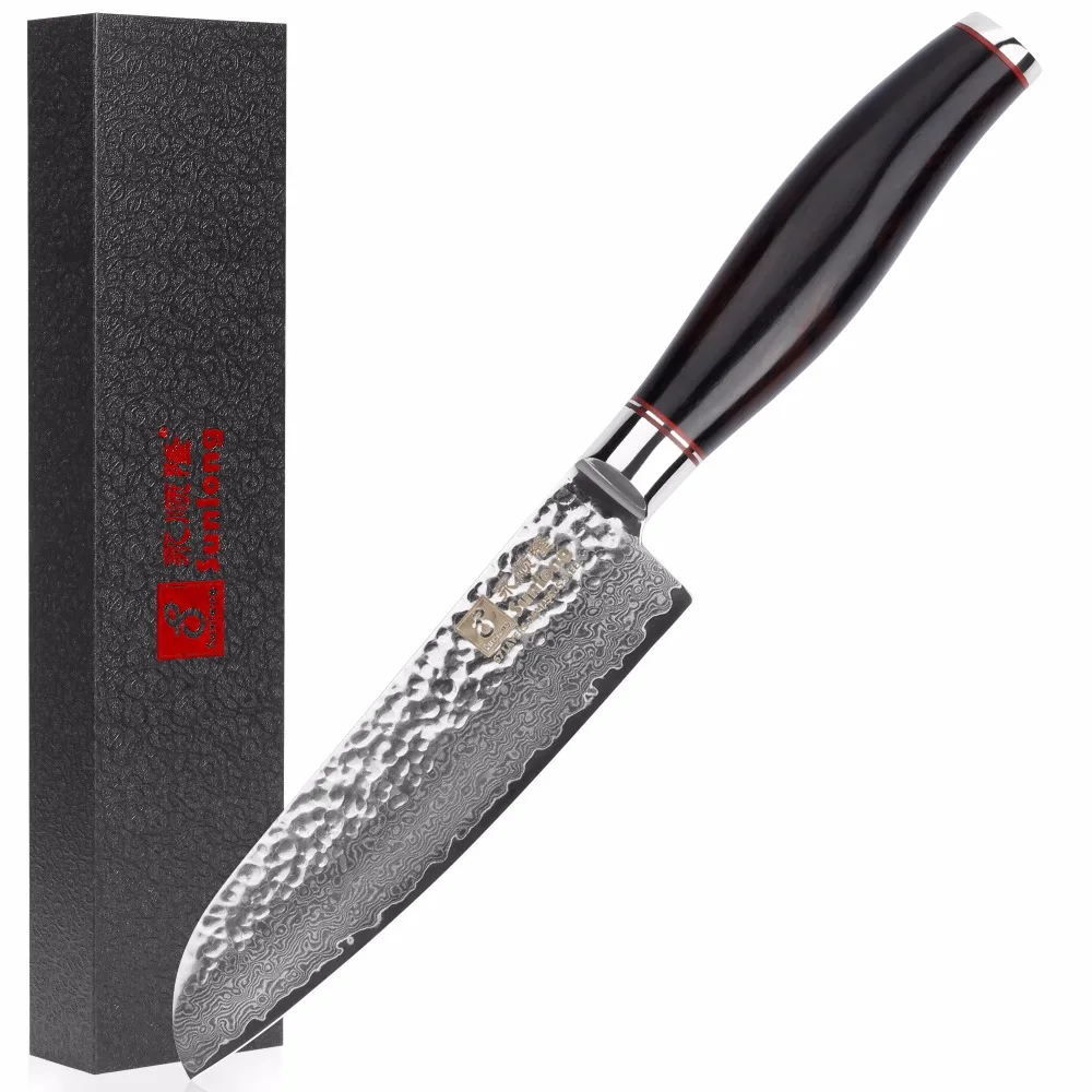 Sunlong Santoku нож 5 дюймов шеф повара японский VG10 Дамасская сталь для резки мяса