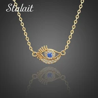 vintage fashion evil eye necklace pendant gold color clavicle chain blue crystal necklace for women jewelry gift