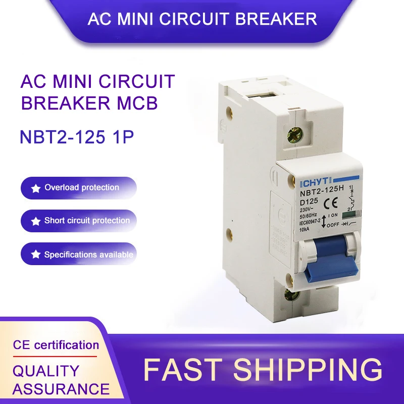 

ICHYTI NBT2-125 1P 80A100A 125A 230VAC MCB Circuit Breaker Miniature main switch D Curve Mater Switch