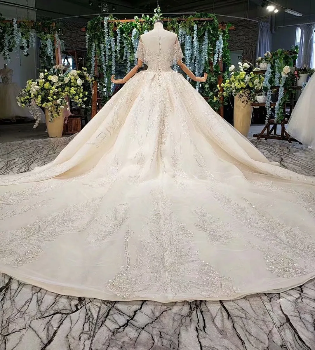 BacklakeGirls элегантное кружевное бальное платье с блестками свадебное 2020 жемчужная