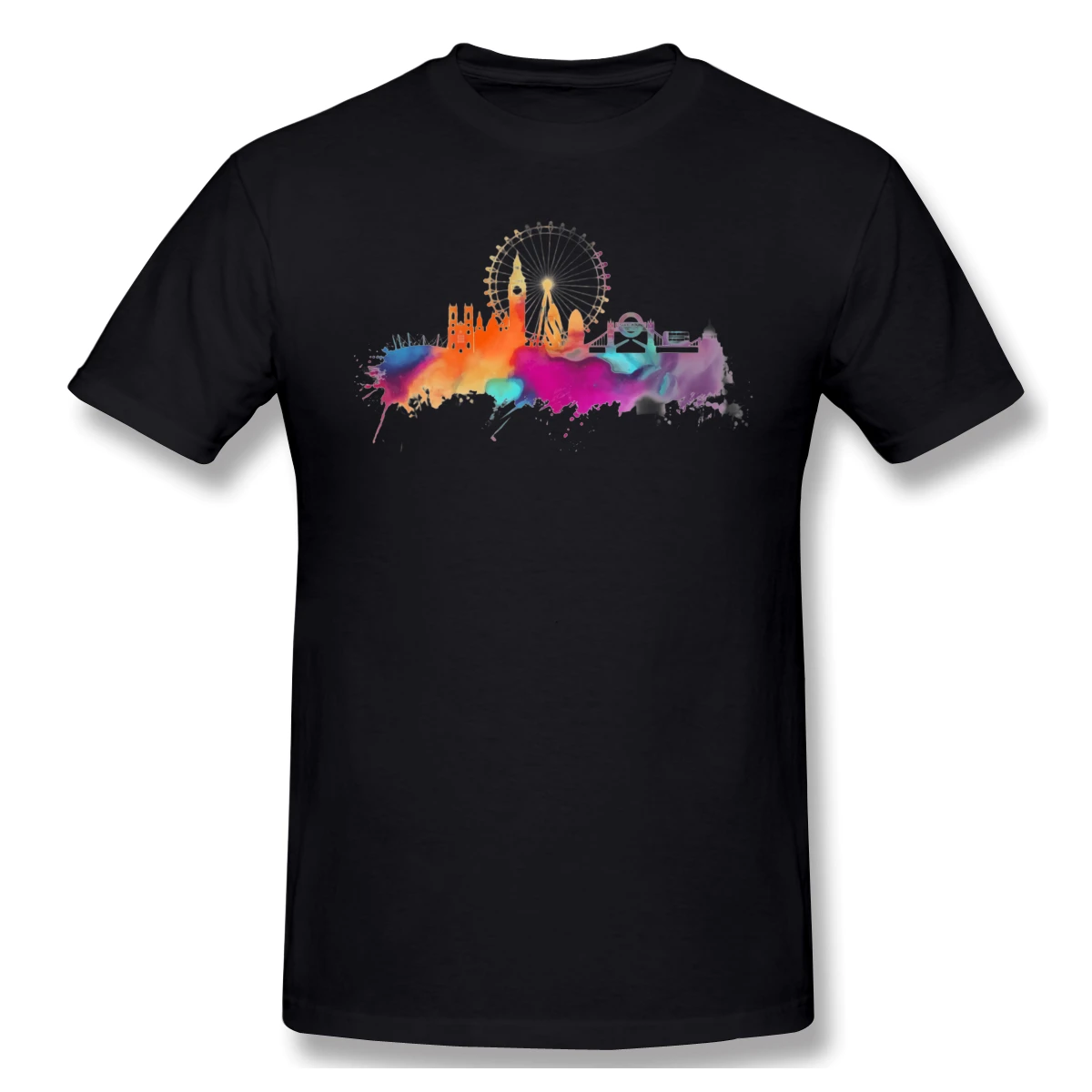 

Man London Skyline Watercolor Art,City, Cityscape, I Love Skyline travel Cute Tshirt