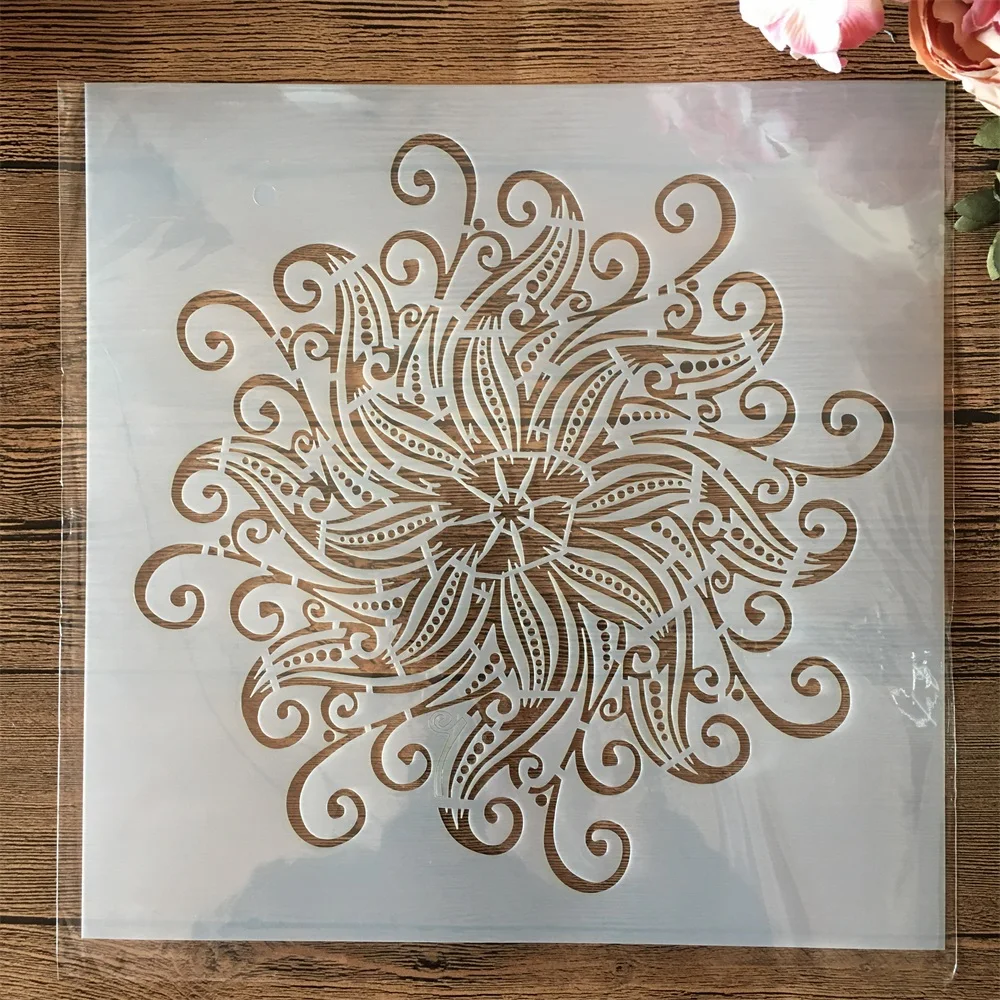 

30*30cm Mandala Geometry Wavy DIY Layering Stencils Wall Painting Scrapbook Coloring Embossing Album Decorative Template