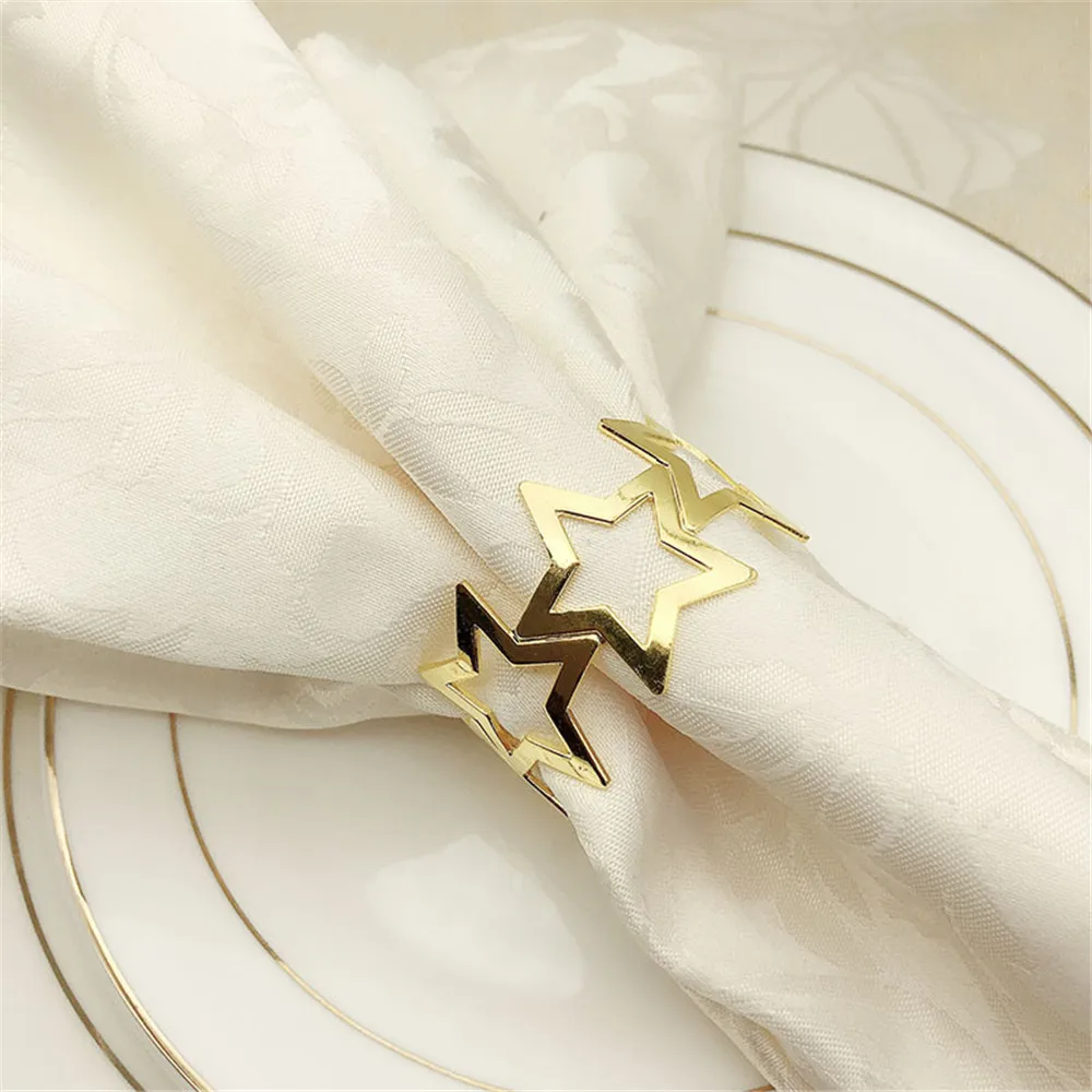 

6 / PCS NEW five pointed star napkin buckle metal napkin ring napkin ring gold cloth ring