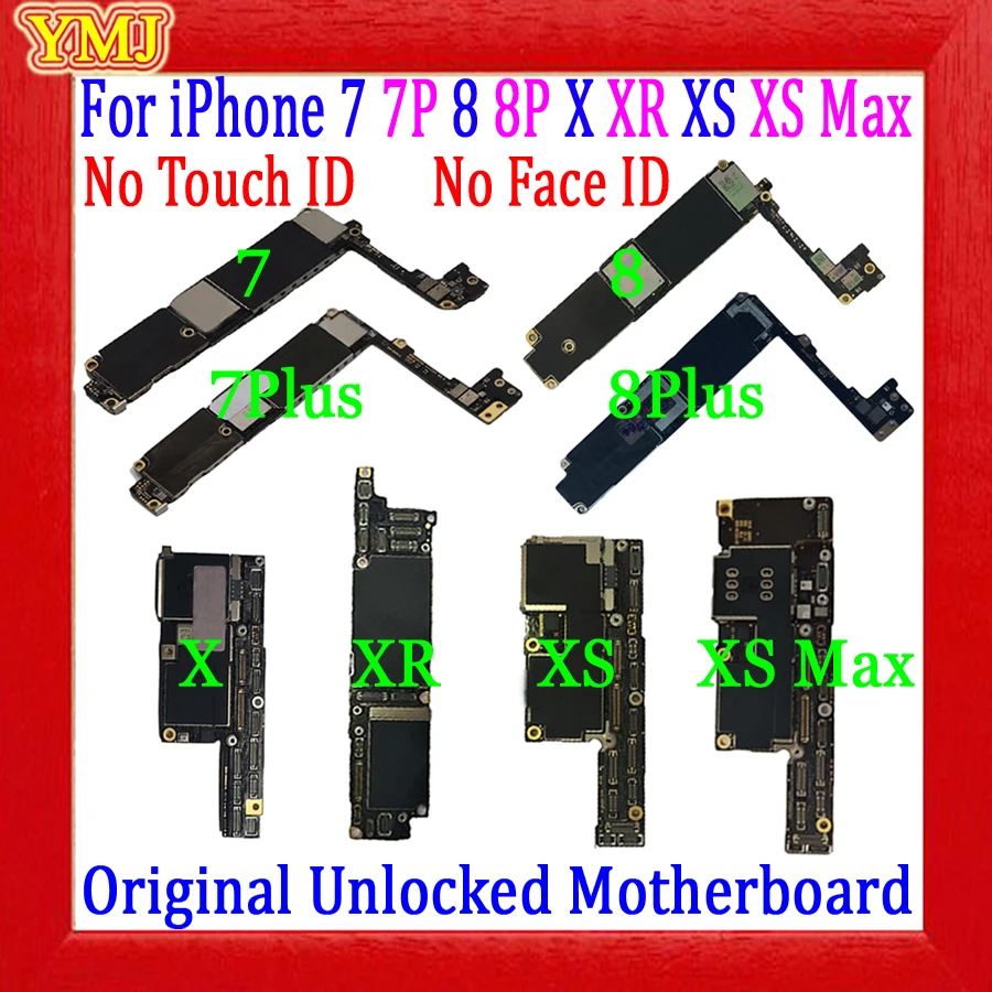 Free icloud For iphone 7 plus 8 Plus X XR XS Max Motherboard 32GB 64GB 128GB Original Unlock No Touch ID&No Face ID logic Board