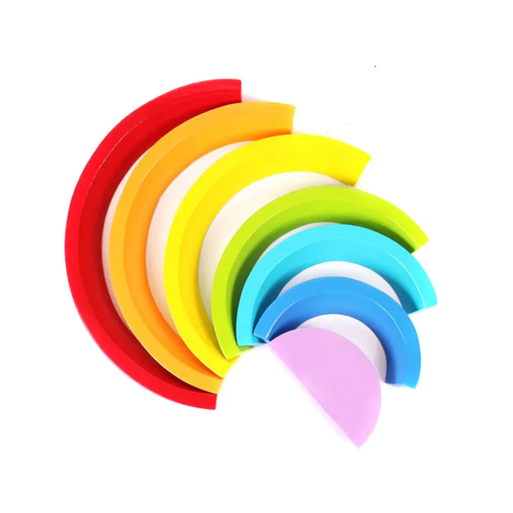 Игрушки для малышей веселые деревянные арочные радужные блоки Набор детских