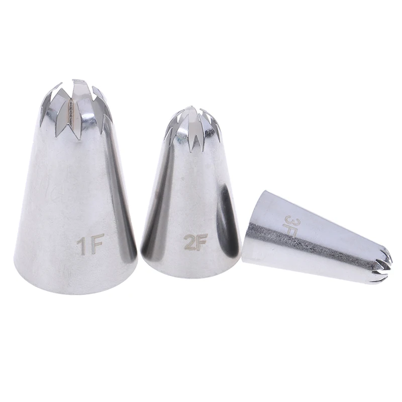 3pcs/set Cream Cake Icing Piping Russian Nozzles Pastry Tips Stainless Steel Fondant Decorating Tools Big Size | Дом и сад