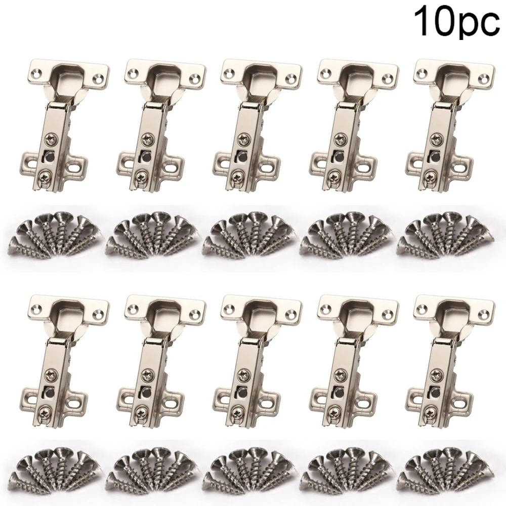 

10pcs Soft Close Full Overlay Cupboard Cabinet Hydraulic Door Hinges Closing Cabinets Stainless Steel 110 Degrees