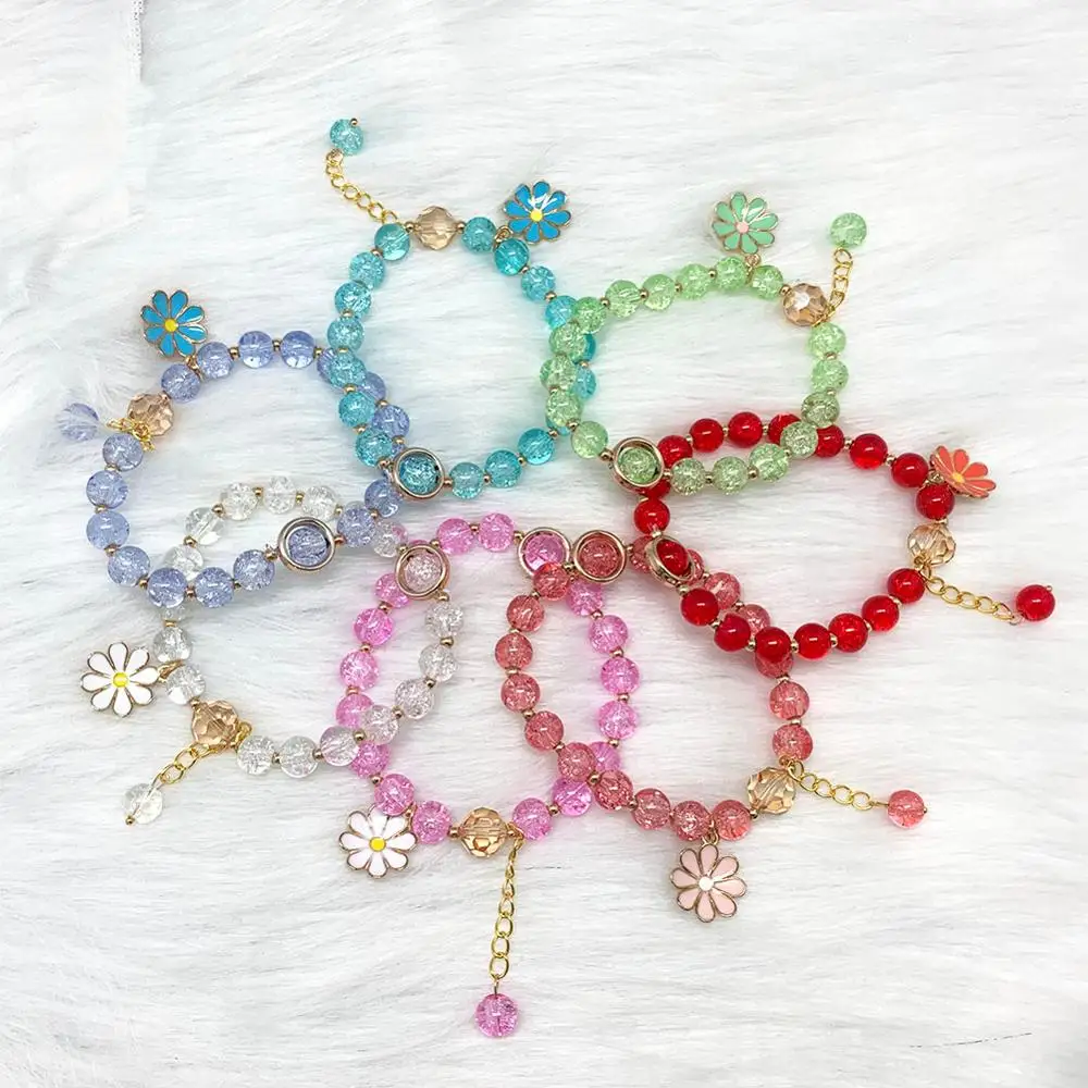 

Bohemian Handmade Flower Shape Long Tassel Glass Bracelet Seld Dangle Sets Women Multi Color Bracelets Jewelry Christmas Gift