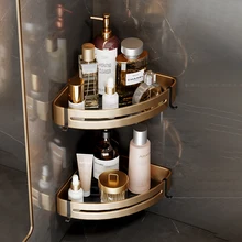 Space Aluminum Bathroom Shelf Shower Shelves Need to Drill Hole Wall Mount Shower Storage Rack Corner Shelf Bathroom Accessories
