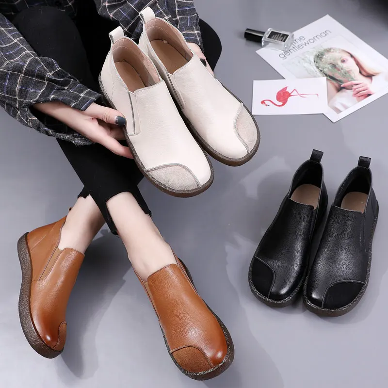 Женские ботинки новинка 2020 Дизайнерская кожаная обувь ручной работы осень/зима