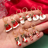 just feel 5pair new christmas boots santa claus earrings set for women cartoon snowman bells hoop earrings fashion party jewelry