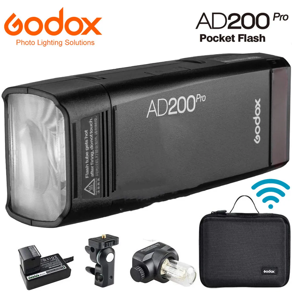 Карманная вссветильник шка Godox AD200Pro TTL 2,4G HSS 1/8000s, система 200Ws с двойной головкой