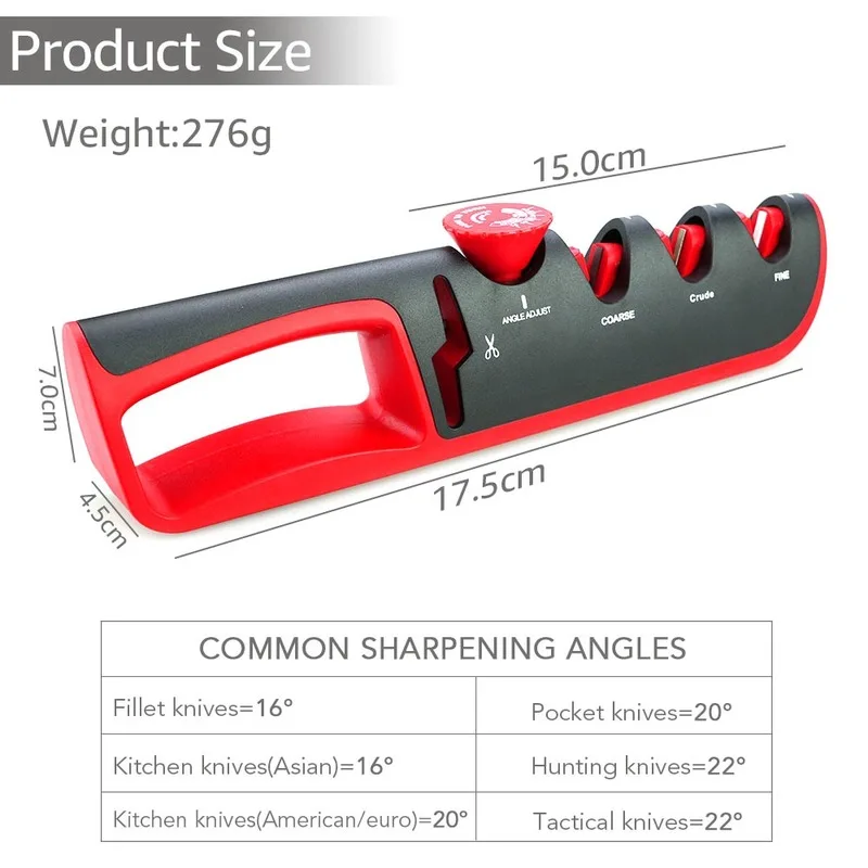

Angle Adjustment Knife Sharpener 4 Stages Scissors Sharpening stone Professional Kitchen Grinder knives Whetstone Sharpener Tool
