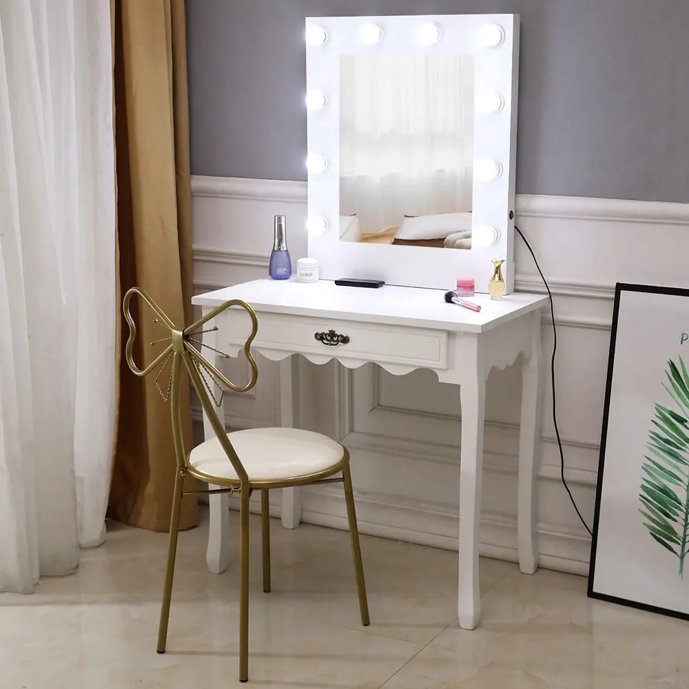

Dressing Table Stool Bedroom Back Princess Bow Manicure Makeup Chairs Nordic Girl Heart Modern Minimalist