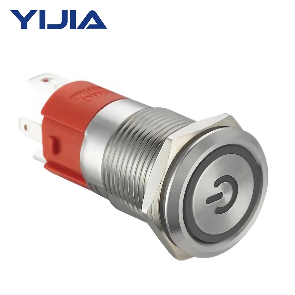 

All New Design 1NO 10 Amp 16mm Momentary 12V Power Sign Ring LED IP65 Waterproof SS Protection Push Button GQ16AF-10EP/S
