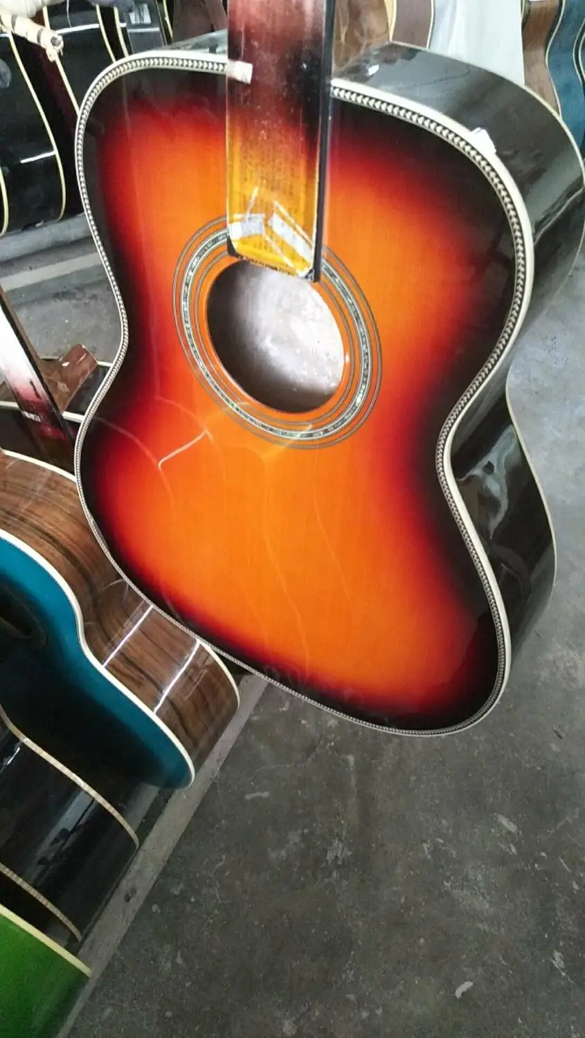 Бесплатная доставка Заводская индивидуальная Акустическая гитара OM sunburst с