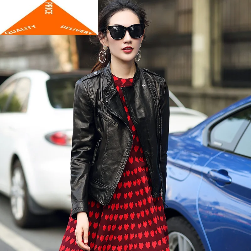 Осень 100% Весна натуральная овчина пальто женское элегантное размера плюс куртка