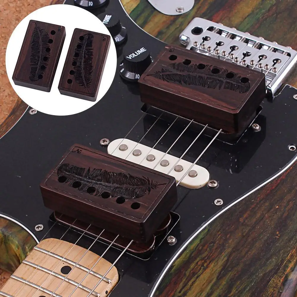 

GB352 2Pcs/Set Portable Durable Rosewood Wooden Pickup Cover Guitar Accessories