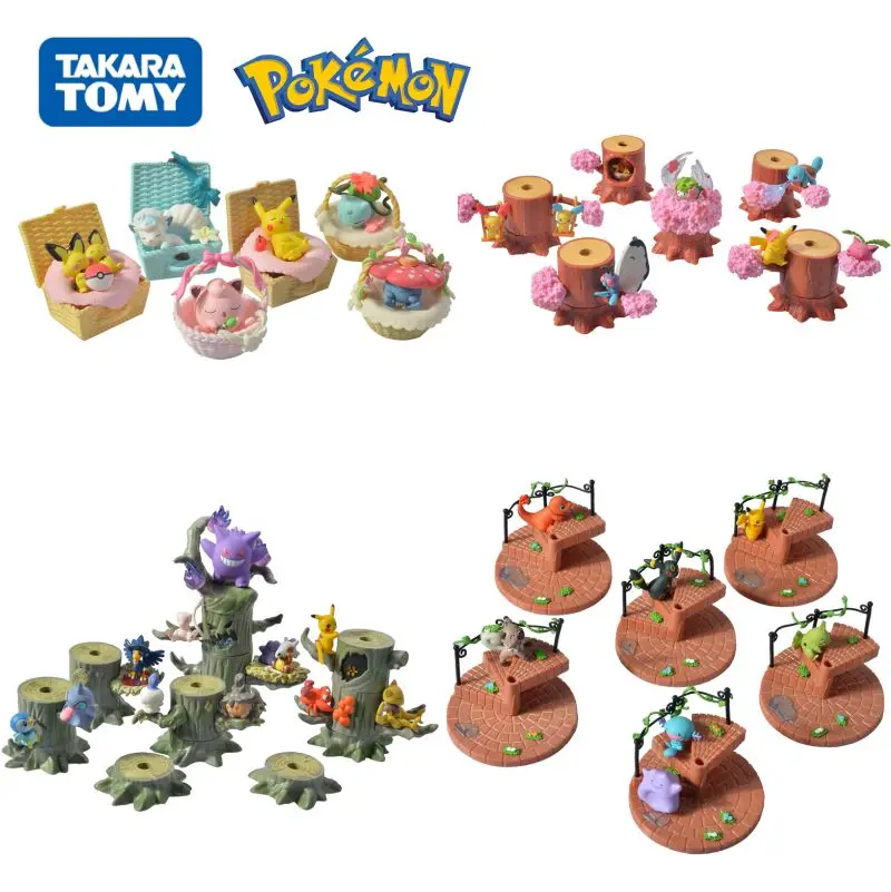 

Original PokÃ©mon Pikachu Tree House Splicing Forest Stump Elf Geng Ghost Fantasy Variety Monster Decoration Doll Toys Kids Gifts