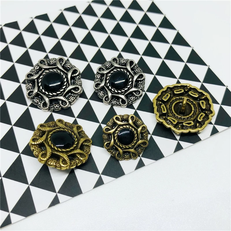 

10pcs Vintage Flower Buttons Embellishments for Clothing Metal Shank Jacket Buttons DIY Sewing Supplies Fashion Metal Buttons