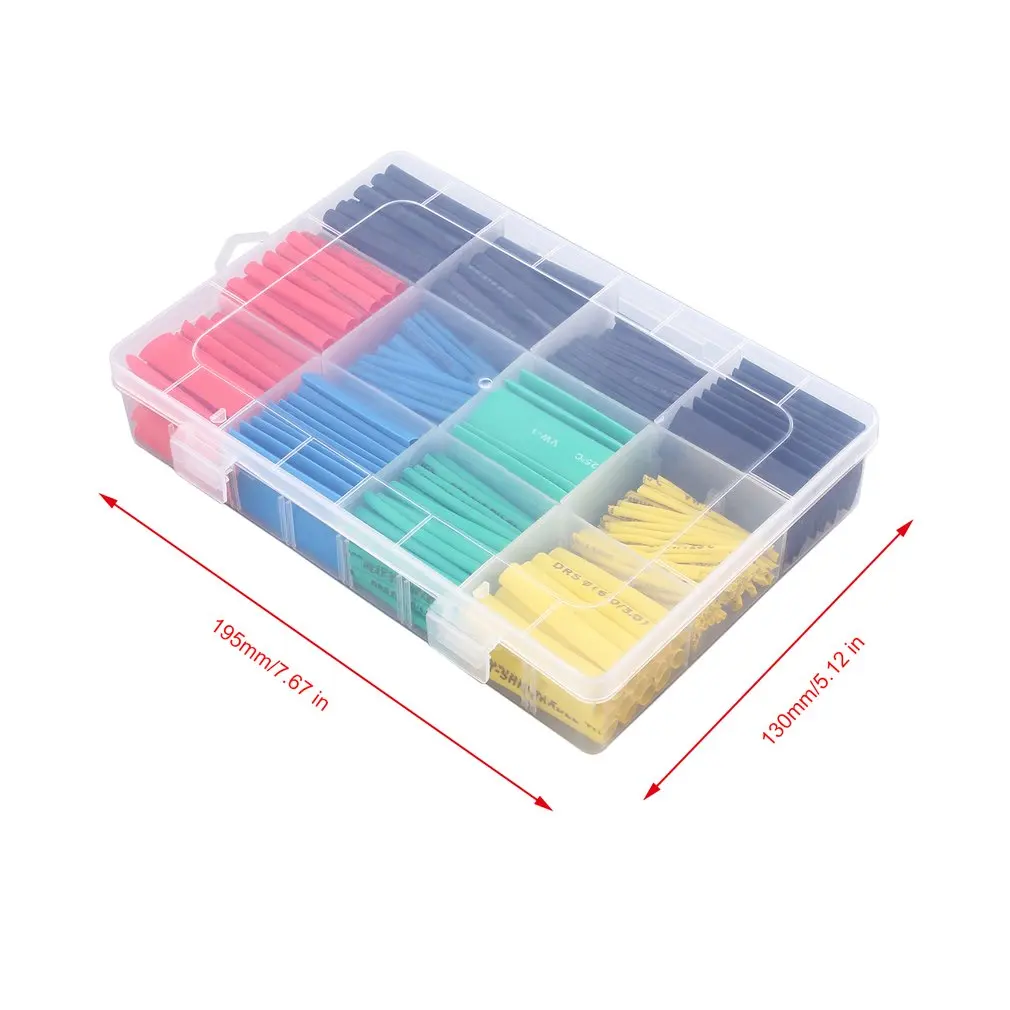 

530pcs Polyolefin Heat Shrink Tube Ratio Tubing Insulation Shrinkable Tubes Assortment Electronic 2:1 Wrap Wire Cable Insulated