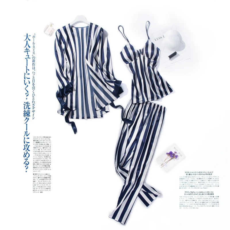 Пижамный комплект женский Шелковый Атласный из 3 предметов весна-лето 2020 |