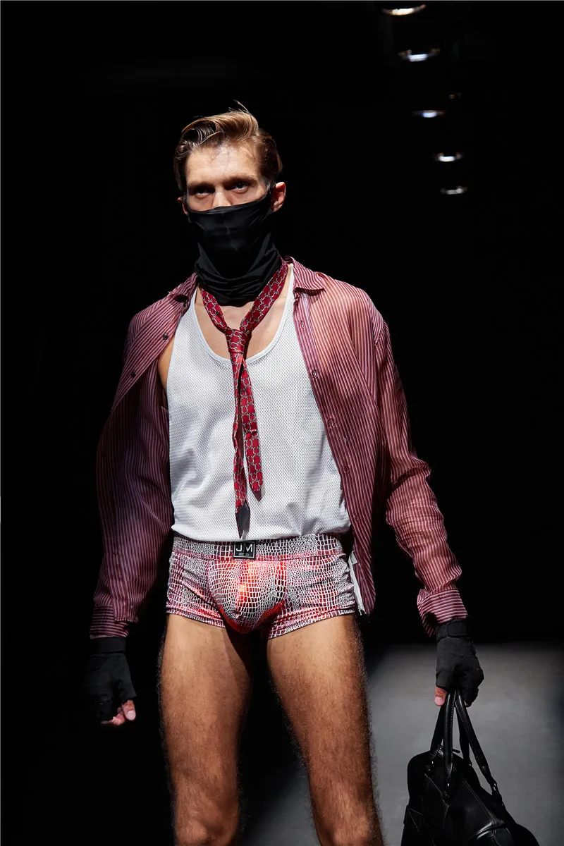 Jockmail Мужское нижнее белье боксеры сексуальное прозрачное Мужское нижнее белье PU кожаное нижнее белье мужские боксеры шорты Мужское нижнее белье боксеры шорты