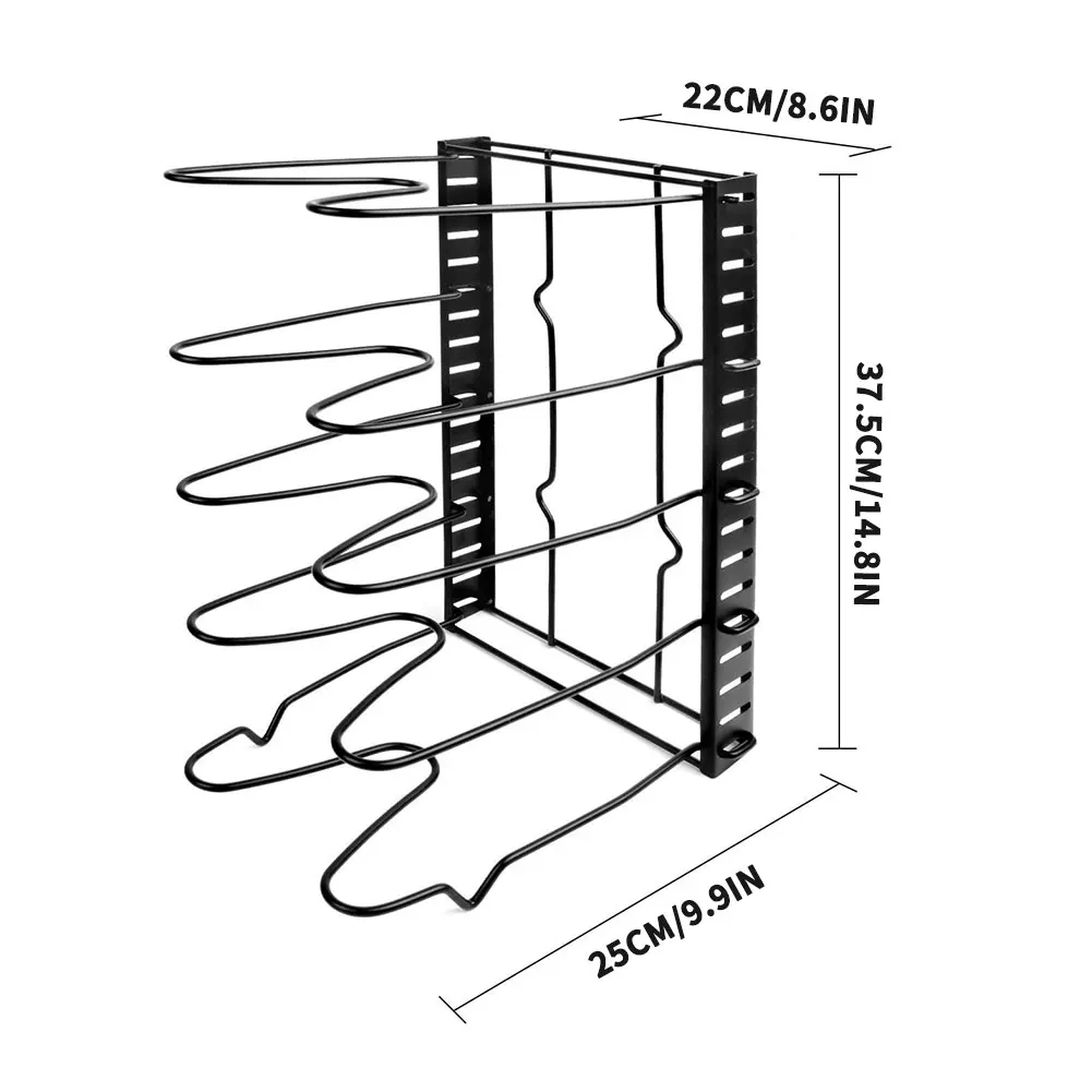

Adjustable Cookware Holder Kitchen Storage Shelf Black Holder Rack Organizer Multifunctional Pot Organizer Metal Pan Rack