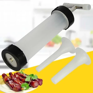Manual Meat Sausage Machine Filler Stuffer Sausage Salami Maker +Funnel Nozzles Plastic Meat Tools Kitchen Tools & Gadgets