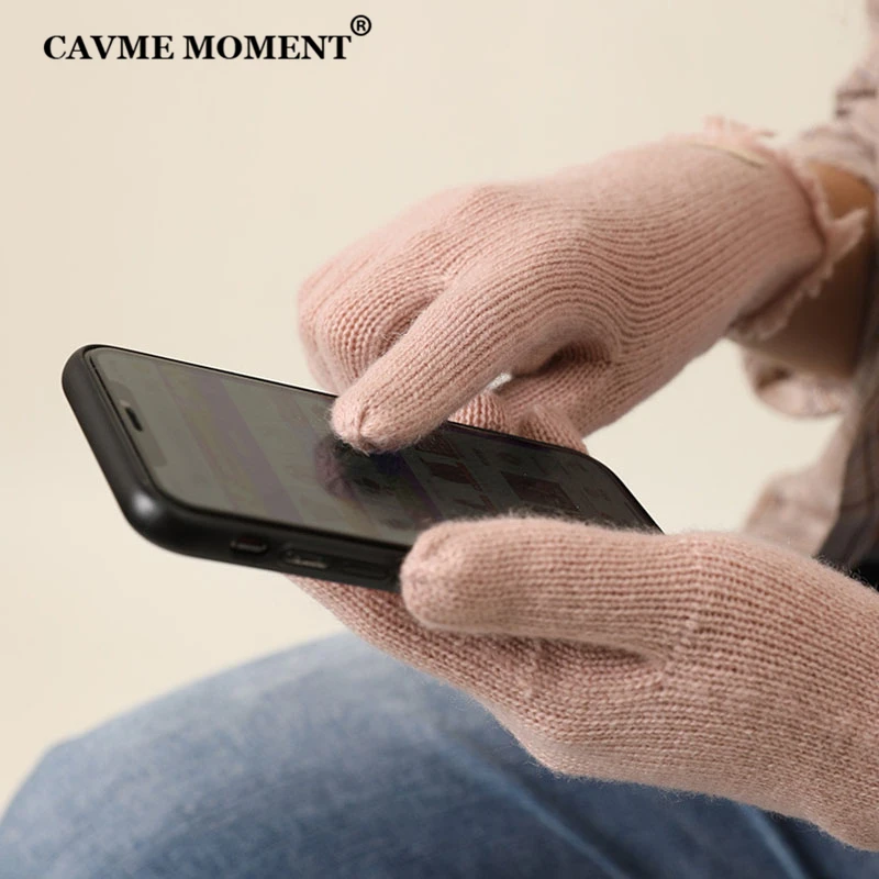 

CAVME Cashmere Gloves for Women Winter Full Finger Cashmere Mittens Screen Sence Gloves Handschoenen Solid Color