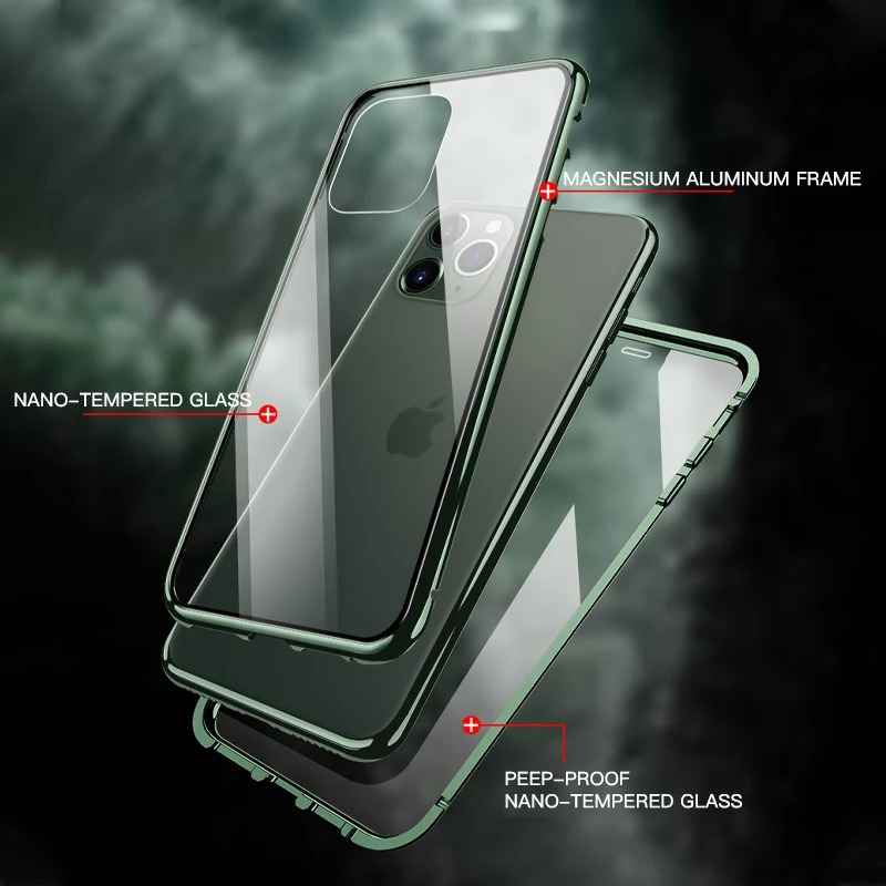 Фото XIT анти-открытый Магнитный Адсорбция для iPhone 11pro max чехол двойное закаленное XIT анти-открытый Магнитный Адсорбция для iPhone 11pro max чехол двойное закаленное