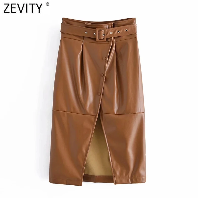 

Женская Юбка-миди из ПУ кожи, трапециевидной формы