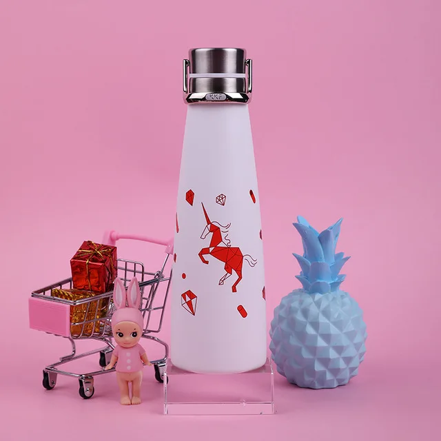 Unicorn white XIAOMI MiJia kkf KISSKISSFISH SU-47WS, умный вакуумный термос, бутылка для воды, термос, чашка, портативные бутылки для воды - Цвет: Unicorn white
