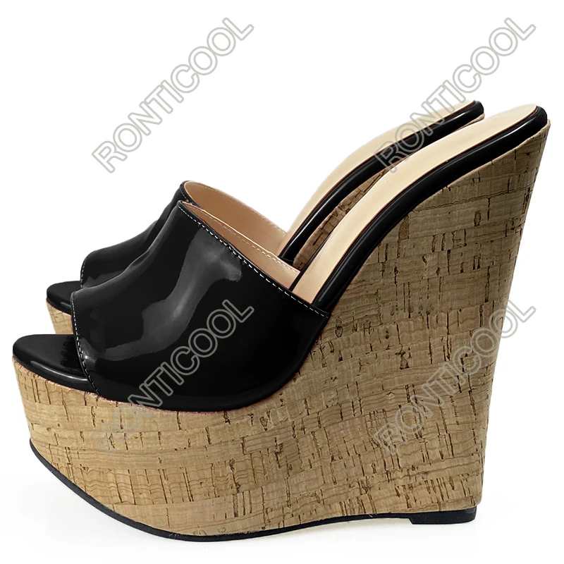 Босоножки женские Ronticool из лакированной кожи с открытым носком 10 цветов большие