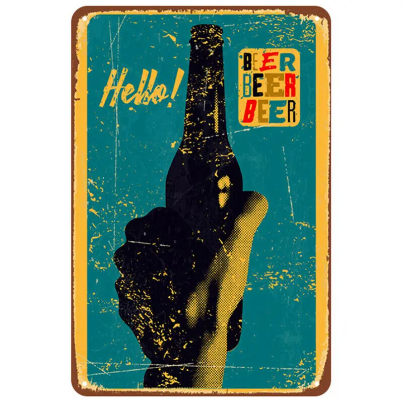 

Металлический жестяной знак Hello Пивной бар Паб Декор для дома Искусственный металлический винтажный паб Ретро Декор для стен для клуба мужс...