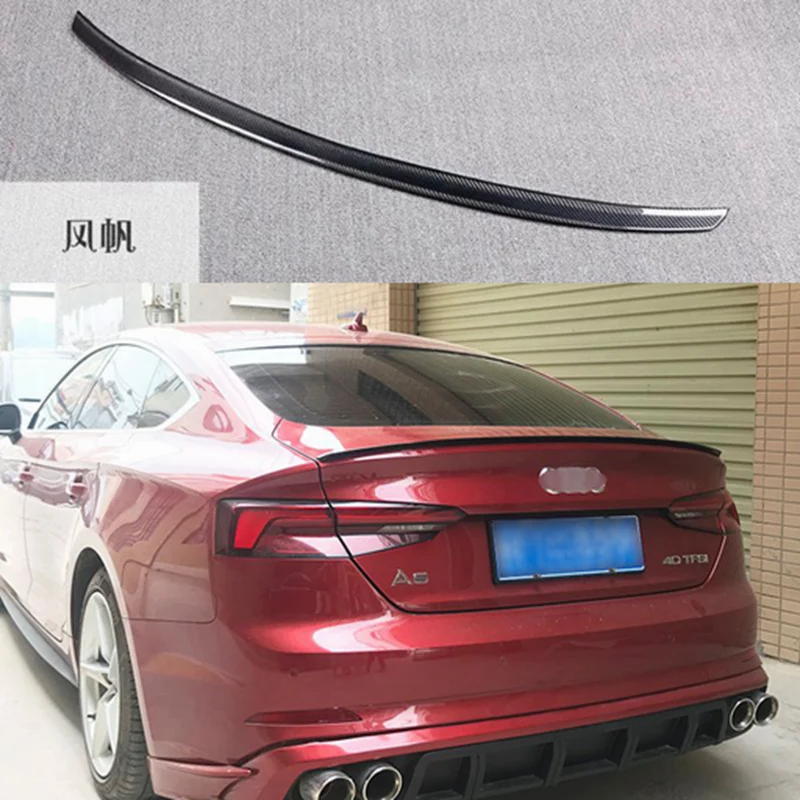 

Для Audi A5 карбоновый спойлер заднего бампера 4-дверный седан 2016 - 2020 S5 Стиль углеродное волокно Задняя Крышка багажника