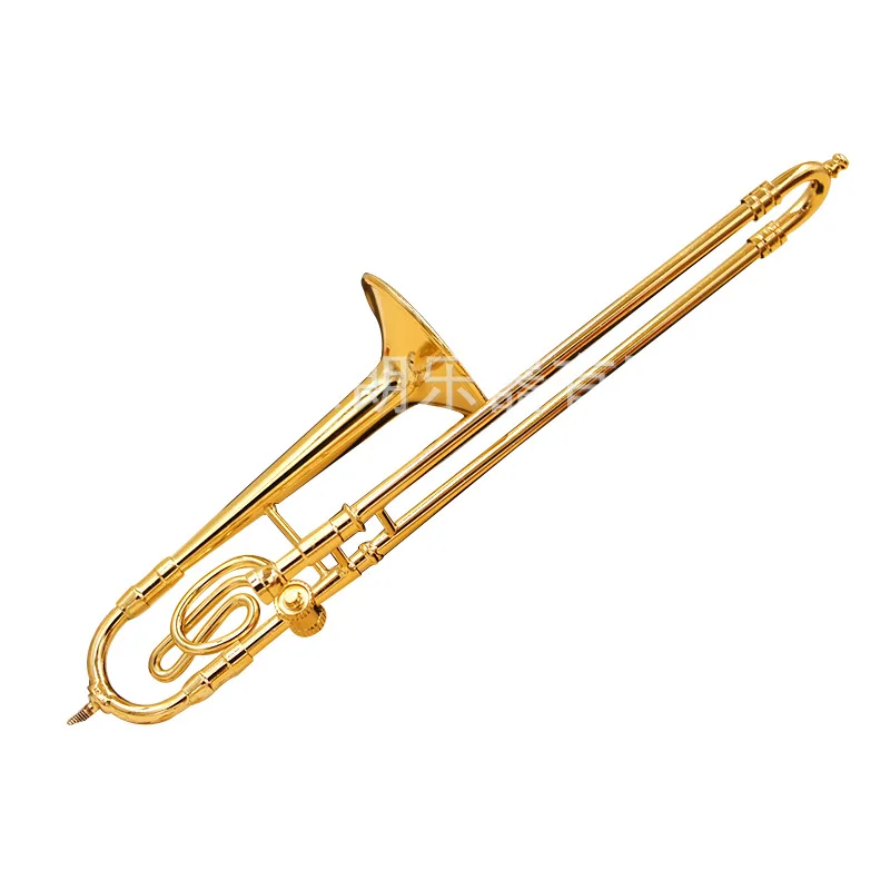 

Copper Gold Plated Mini Trombone Model Home Decoration Decorations Instrument Crafts Direct Selling Trombone Brooch