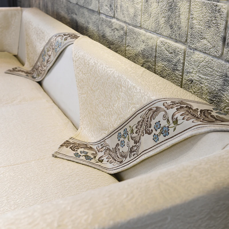 Four Seasons Sofa Cover for Living Room Embroidered Couch Mat Towel Slipcover Furniture Protector | Дом и сад