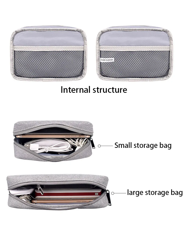 

Portable Digital Storage Bags Organizer USB Gadgets Cables Wires Charger Power Battery Zipper Cosmetic Bag Case Accessories Item