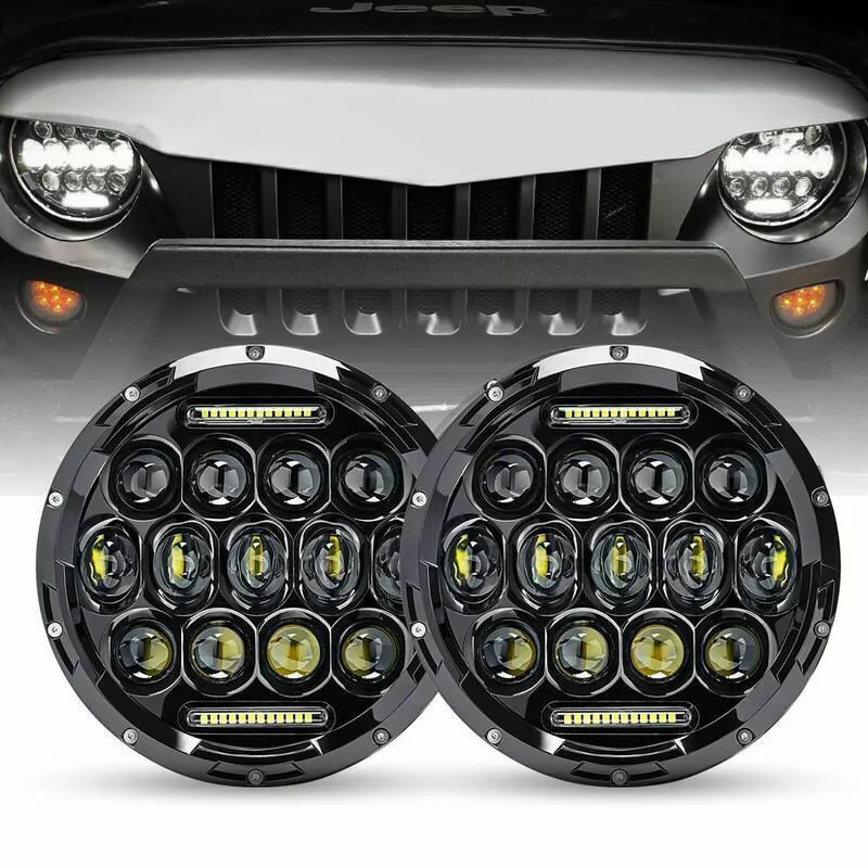 

Авто 7 "светодиодный автомобилей головной светильник Запчасти с Halo дневные ходовые огни светильник сигнала поворота для Jeep JK ваз 2121 Niva 4x4 Nissan...