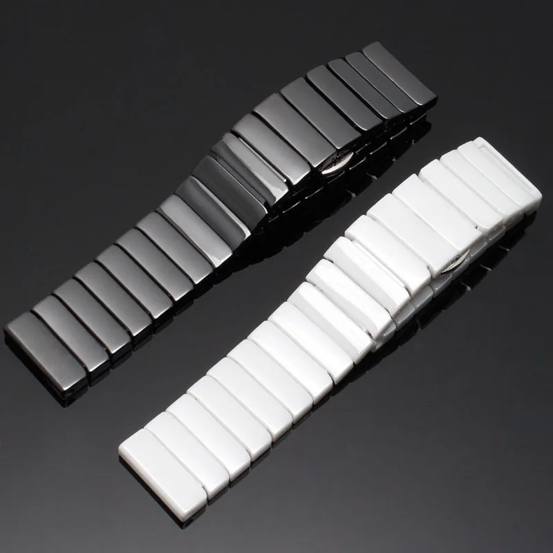 Full Ceramic Watchband 20mm 22mm for Samsung Galaxy Watch 42mm 46mm SM-R810/R800 Steel Butterfly Buckle Strap Watch band Strap